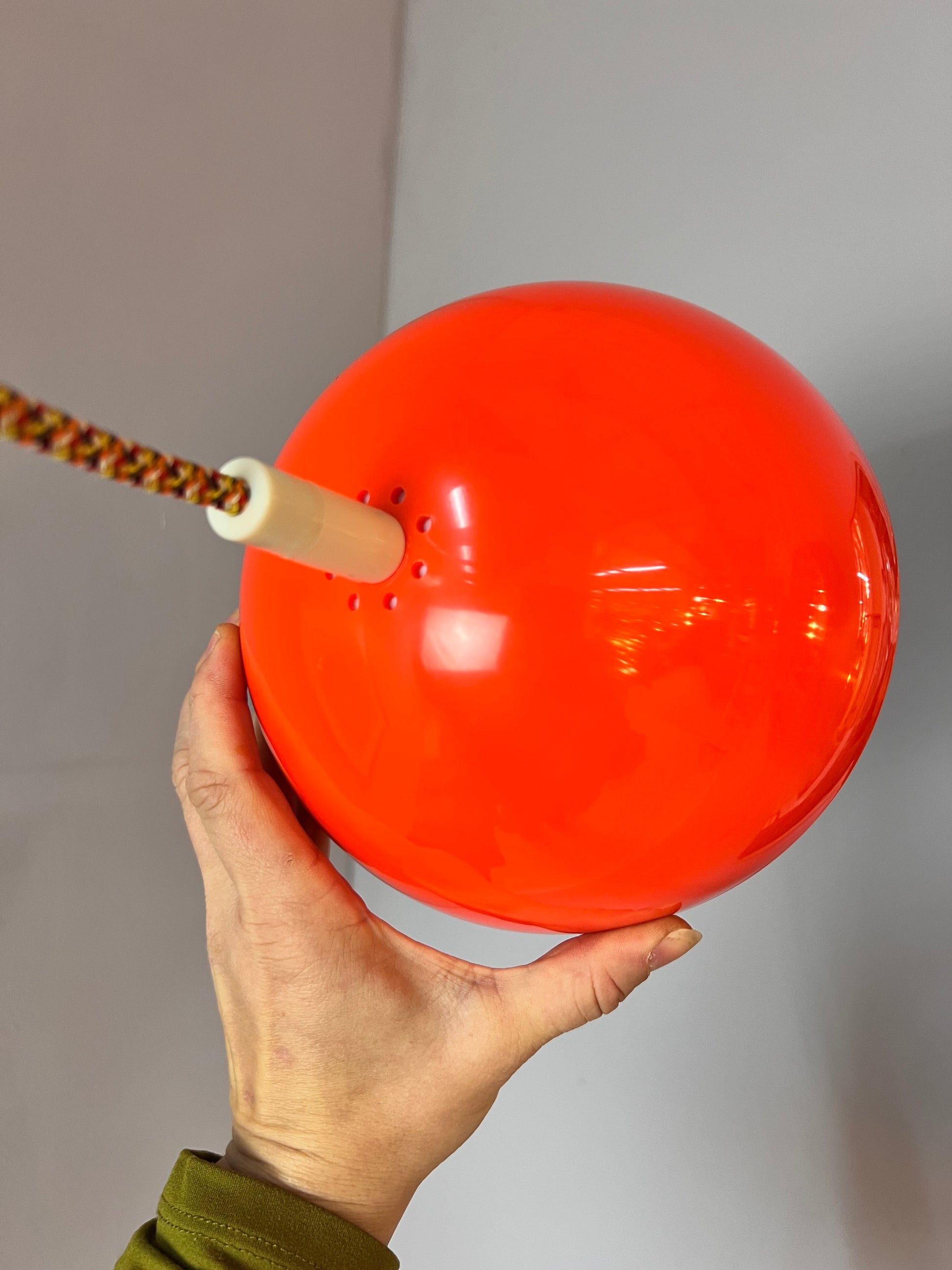 Hängelampe rot weiß Opalglas Kunststoff