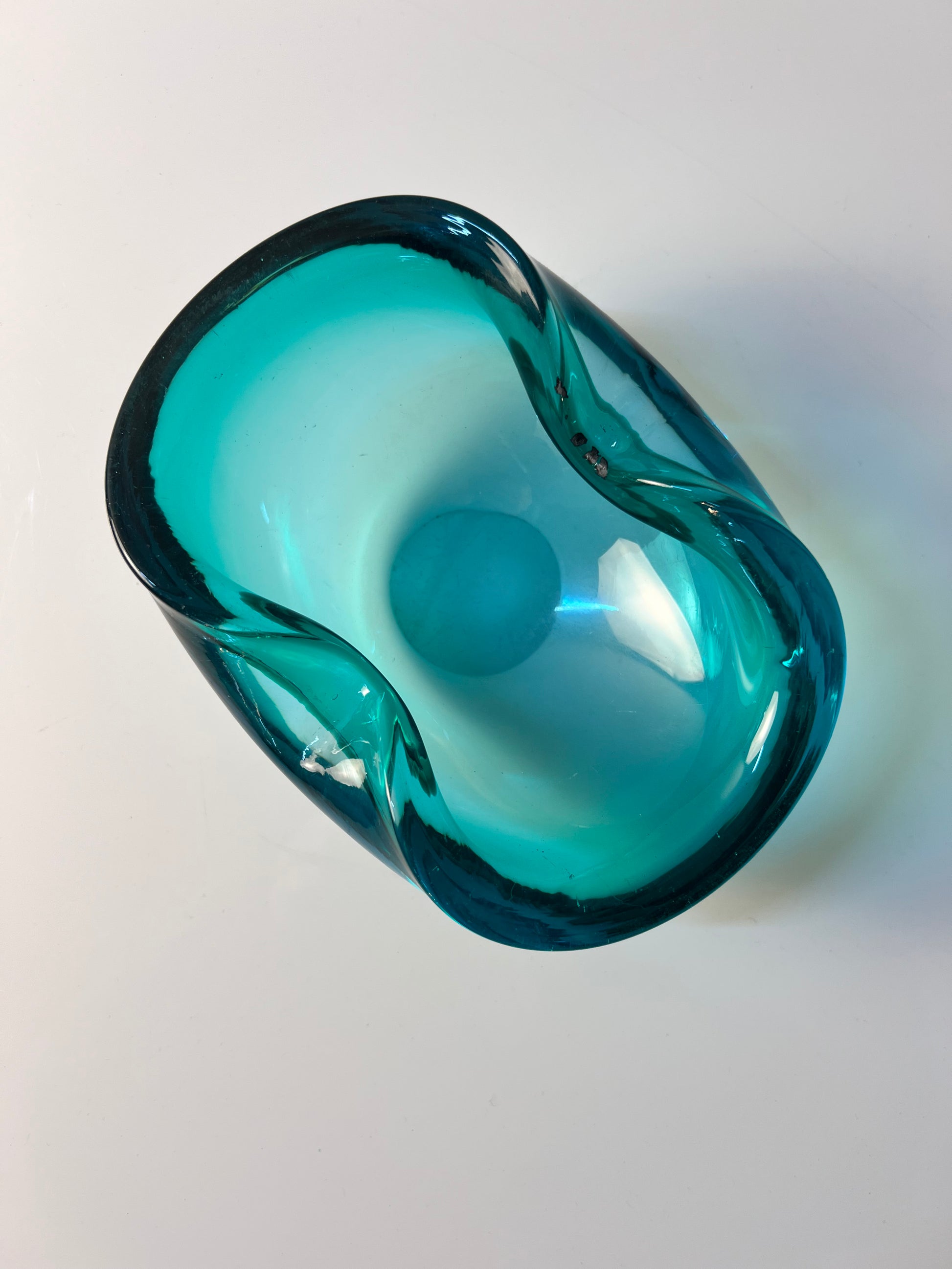 Aschenbecher blau Glas aus Dänemark