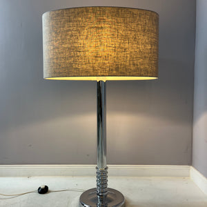 Stehlampe Chrom mit grauem Schirm
