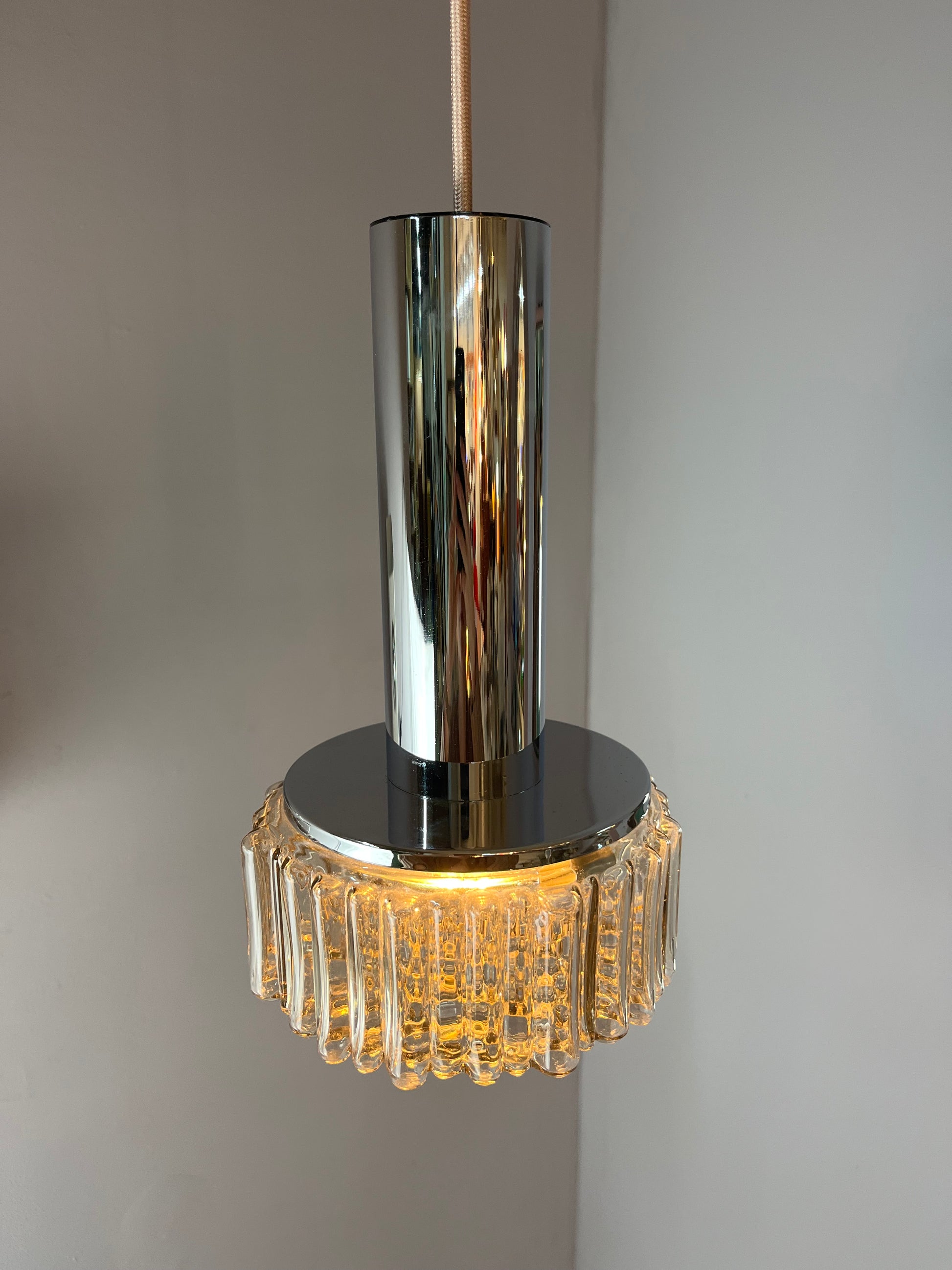 Pendelleuchte Modell P105 Rauchglas Chrom von STAFF