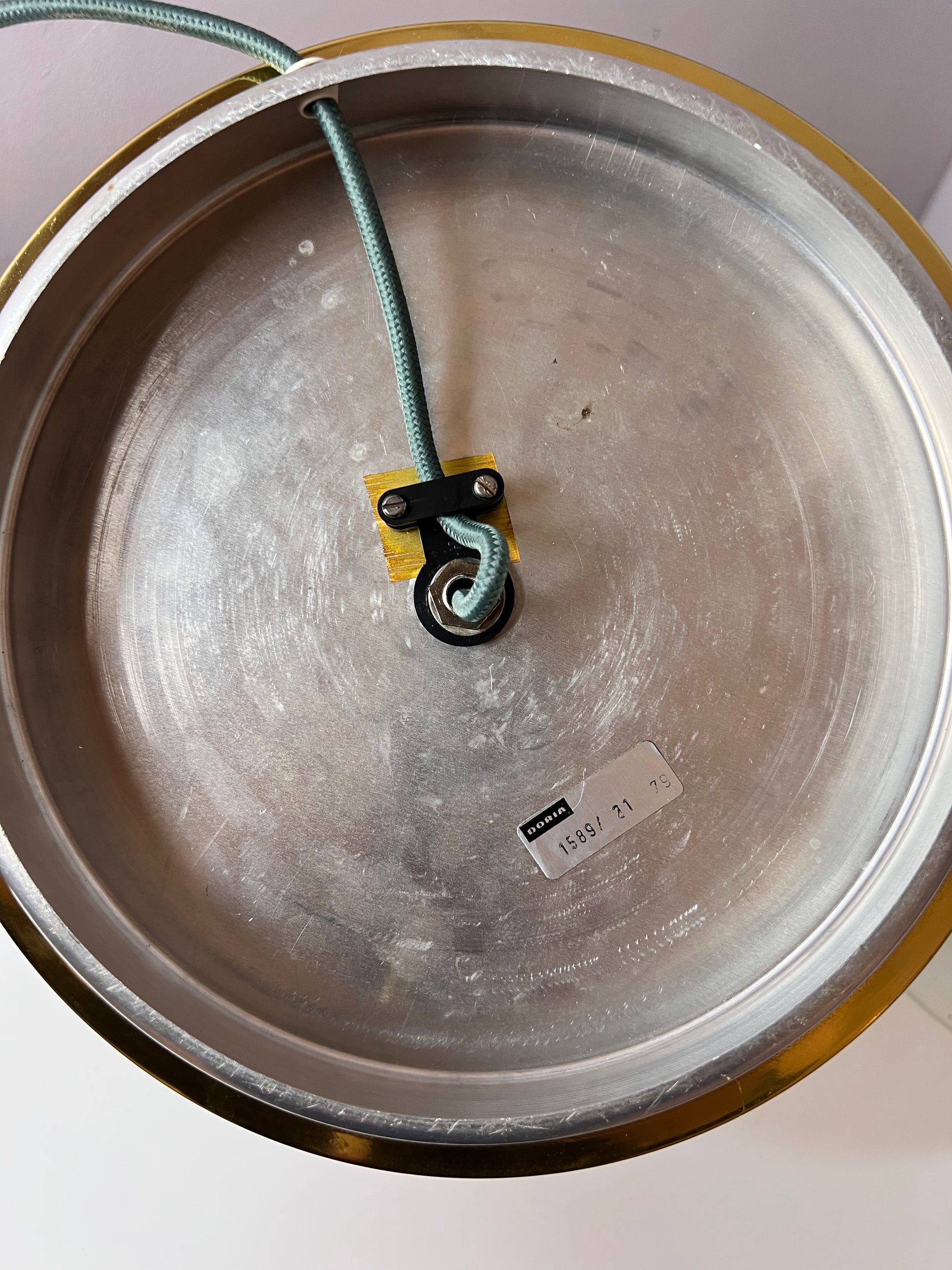 Tischlampe grün weiß Glas von Doria