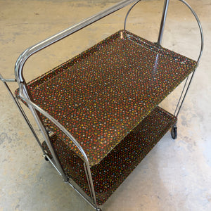 Dinette Servierwagen mit Blümchen und Chrom