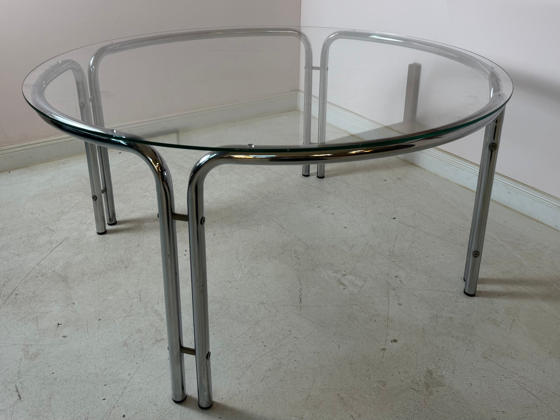 Runder Couchtisch Glas & Chrom