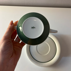 Set: 6x Suppentasse mit Untertasse Modulation Secunda grün von Tapio Wirkkala für Rosenthal