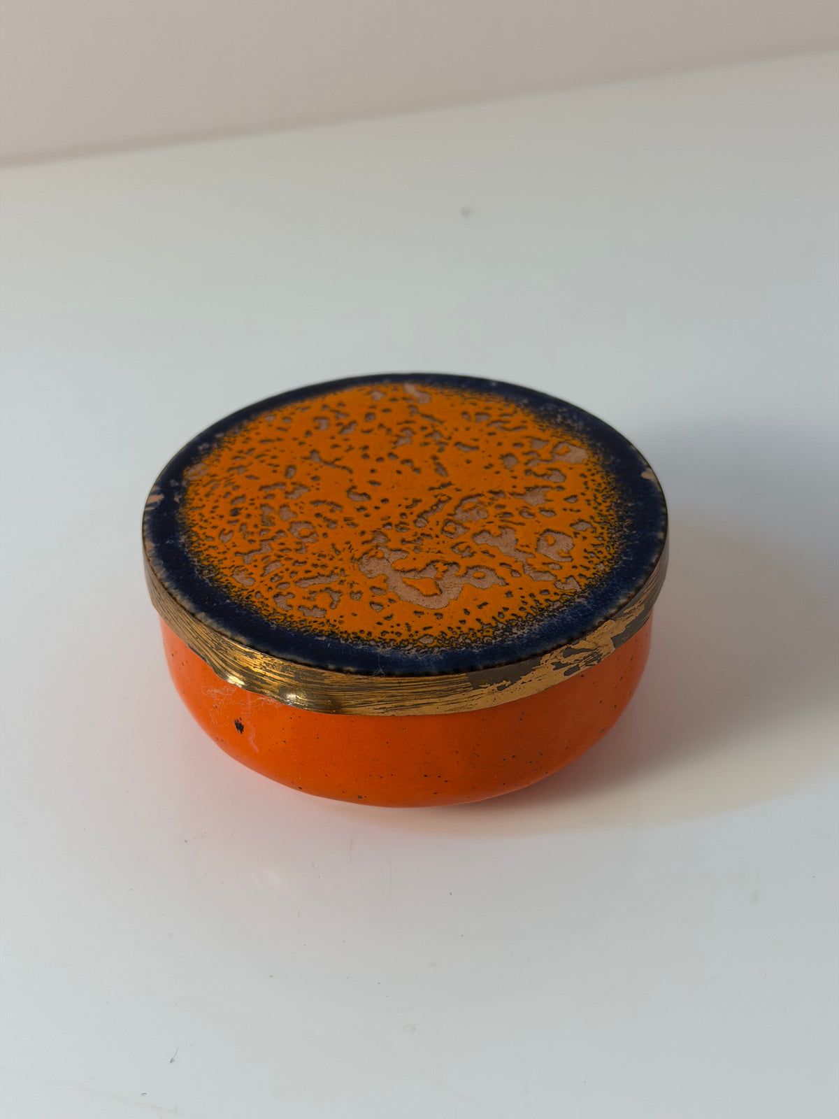 Set: 8x Untersetzer orange emailliertes Kupfer von VEB Zwintschöna