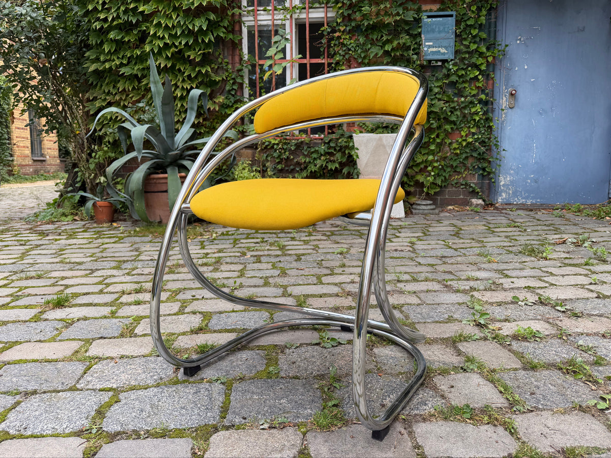 Freischwinger gelb neu gepolster Chrom