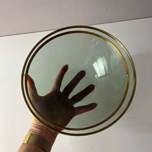 Set: 2 Schüsseln Rauchglas mit Goldrand