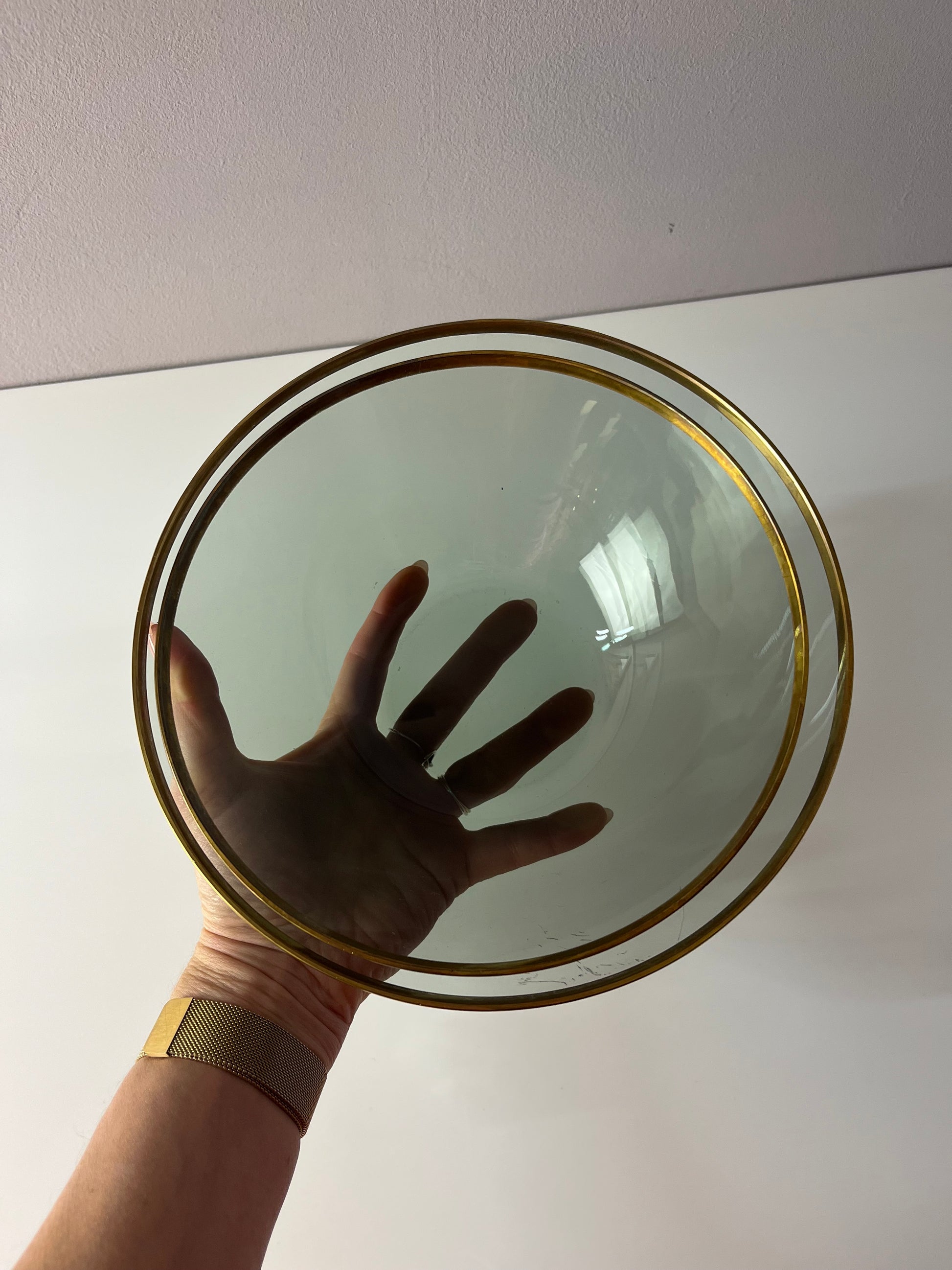 Set: 2 Schüsseln Rauchglas mit Goldrand