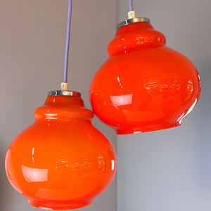 Hängelampe orange Glas aus Westddeutschland