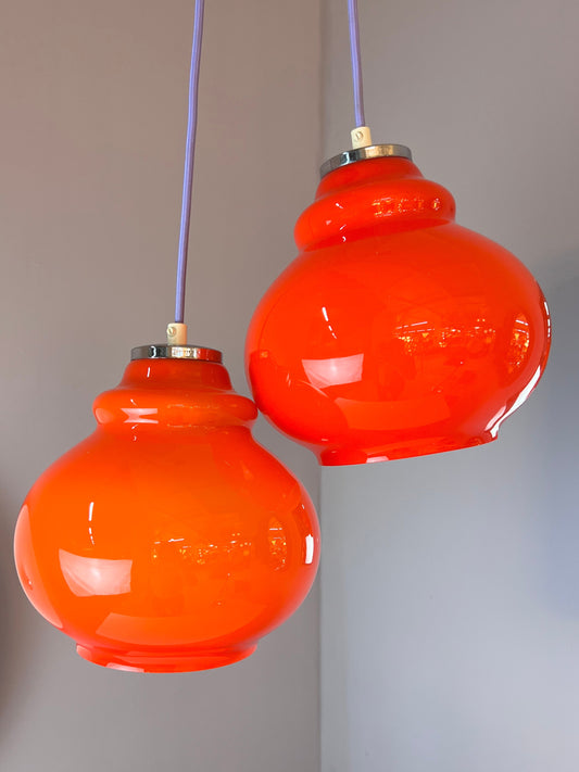 Hängelampe orange Glas aus Westddeutschland