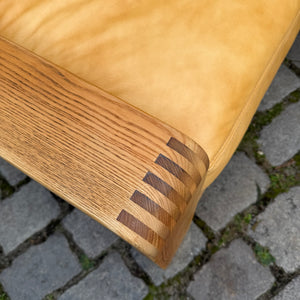 3-Sitzer Sofa gelb Echtleder Holz von Rolf Benz
