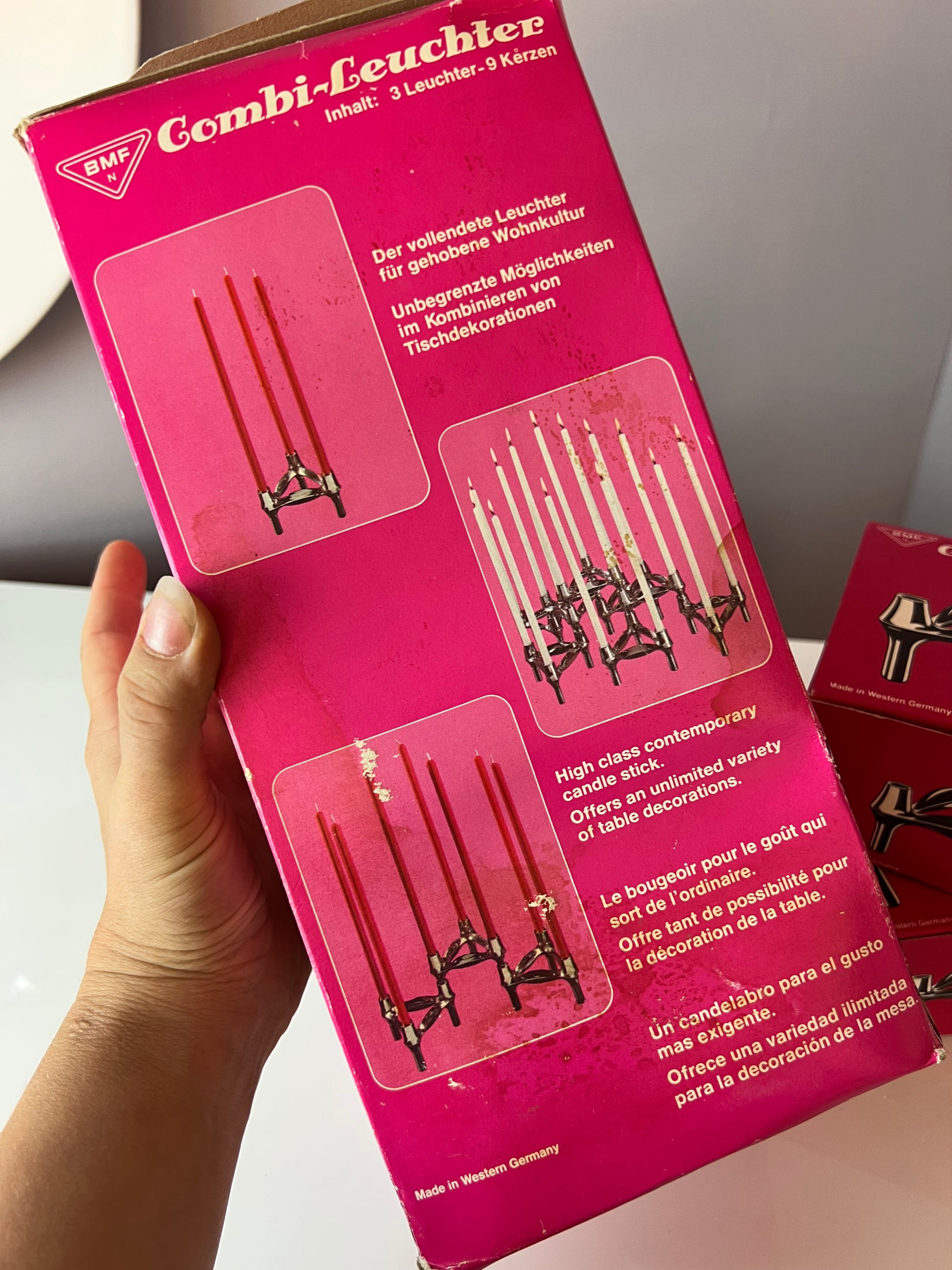 Set: 4x Kerzenständer BMF in Originalverpackung ohne Kerzen von Stoff & Nagel für BMF