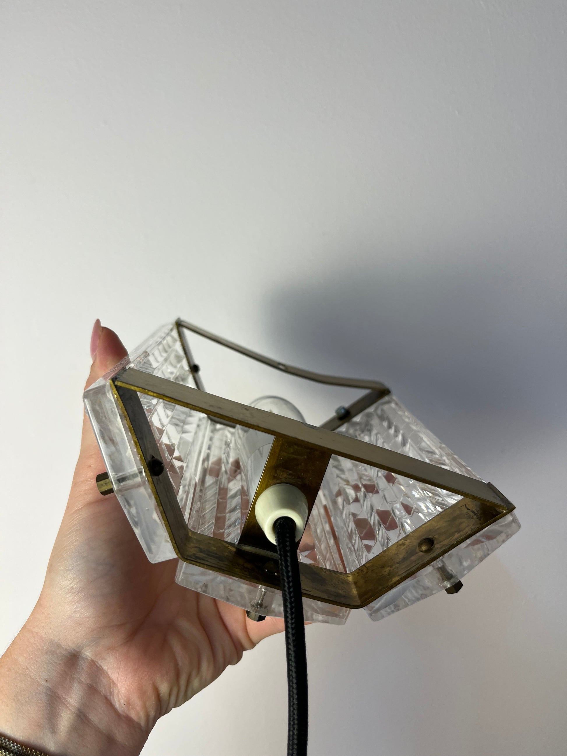 Wandlampe Messing & Glas von Wiktor Berndt für Flygsfors