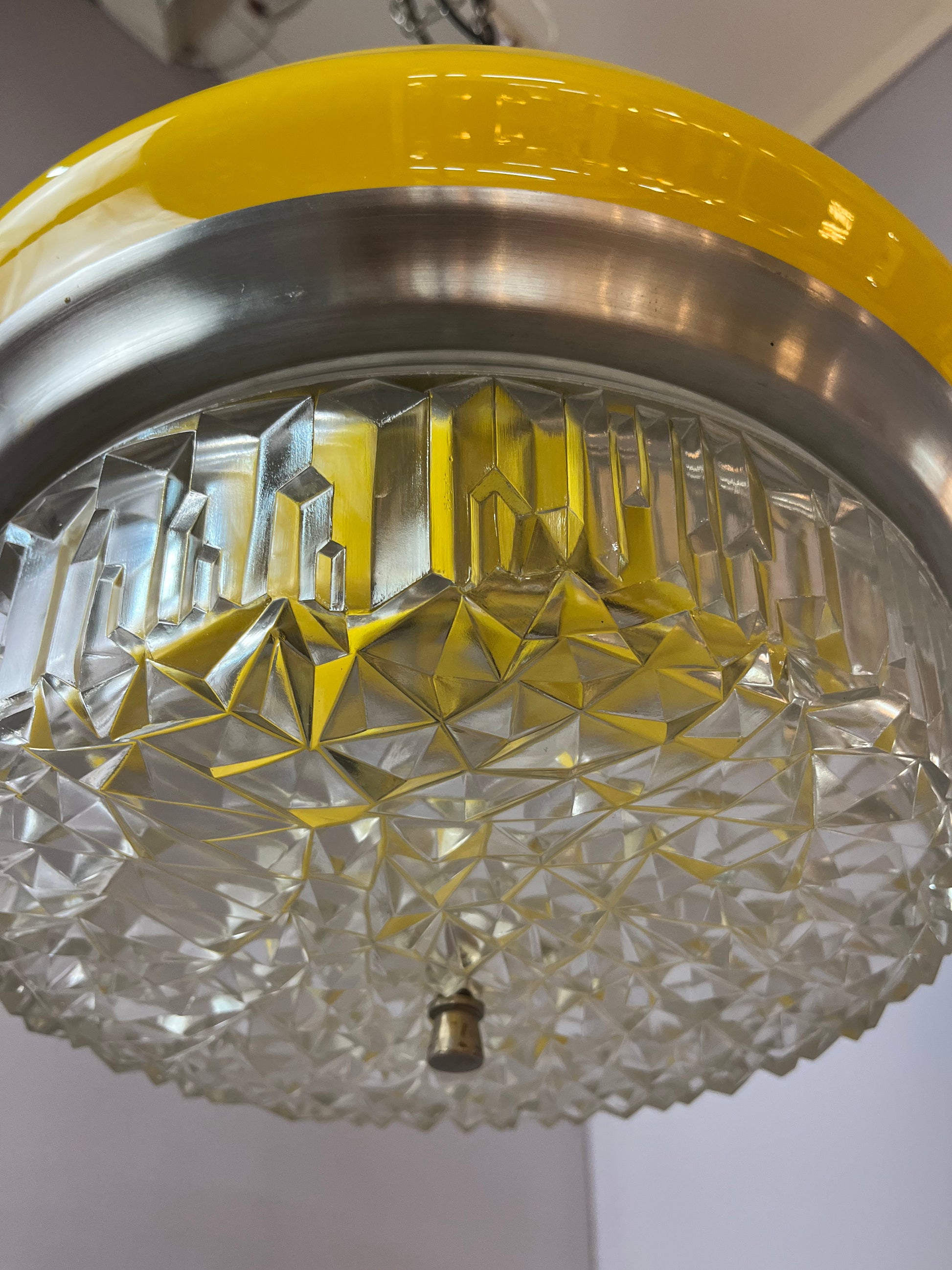 Hängelampe gelb Glas Metall