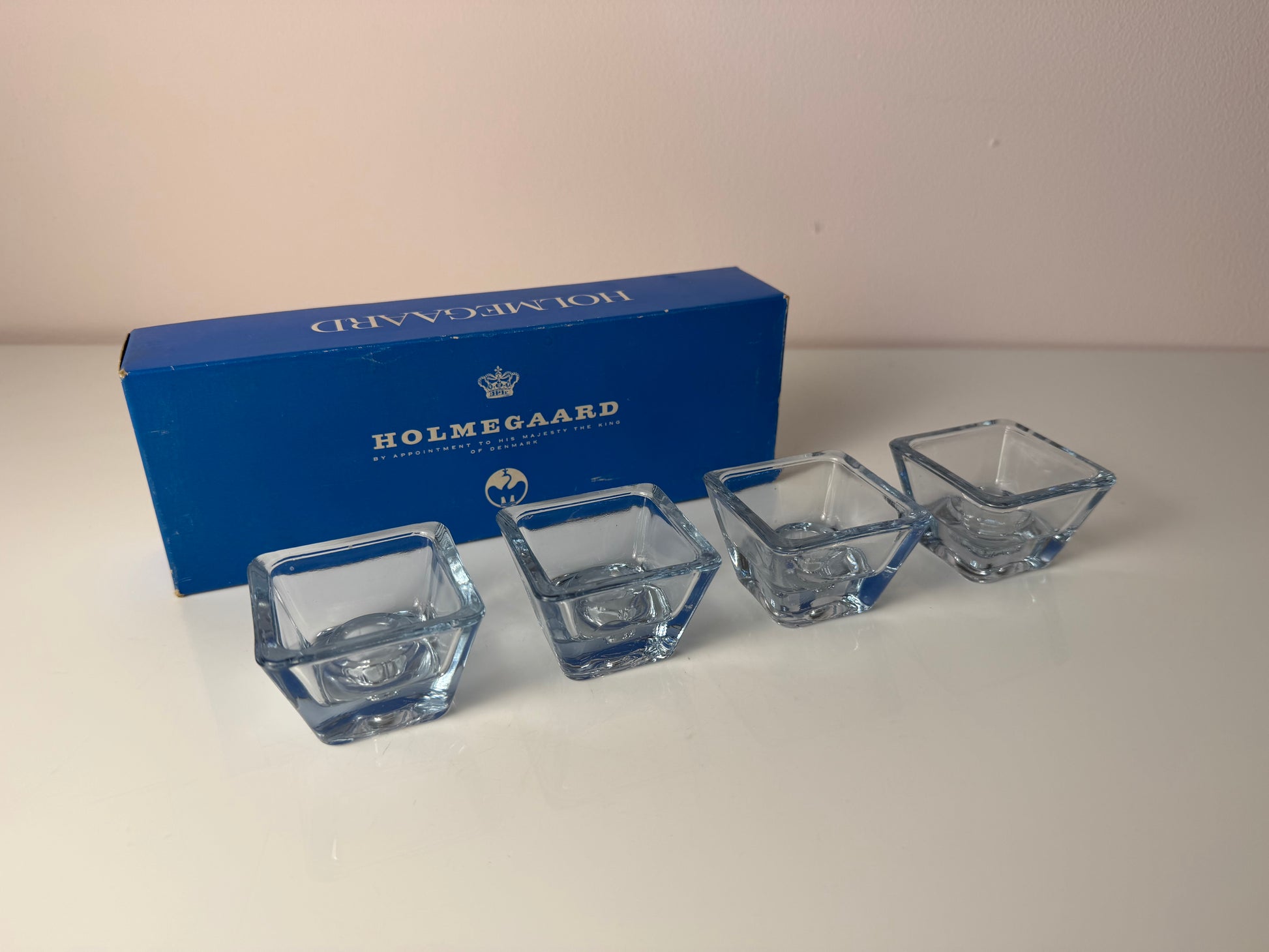 Set: 4x Kerzenständer Serie Skjold Glas von Per Lütken für Holmegaard
