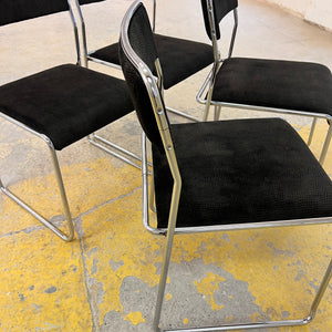 Set: 4x TACKE Polsterstuhl schwarz Chrom