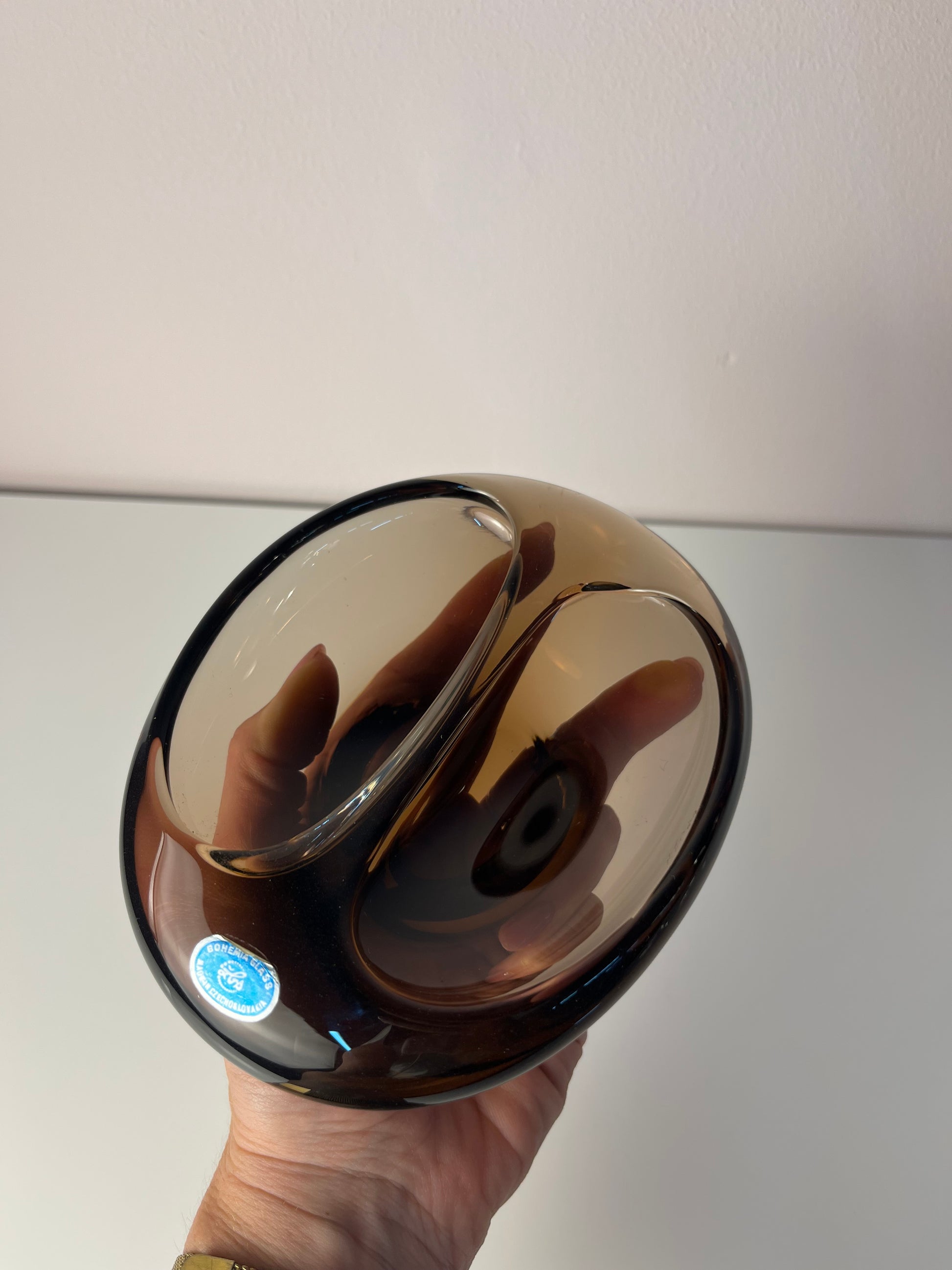 Aschenbecher grau Glas von Miloslav Klinger für Železný Brod Sklo