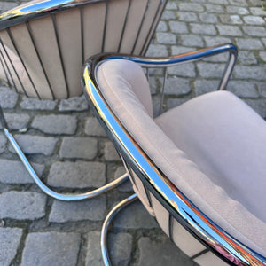 Set: 2x Freischwinger creme Chrom von Gastone Rinaldi - neu gepolstert
