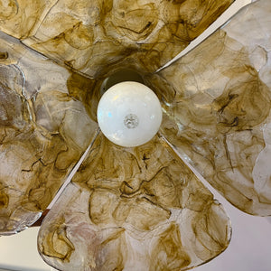 Hängelampe Blume gold braun Acryl Messing von Carlo Nason