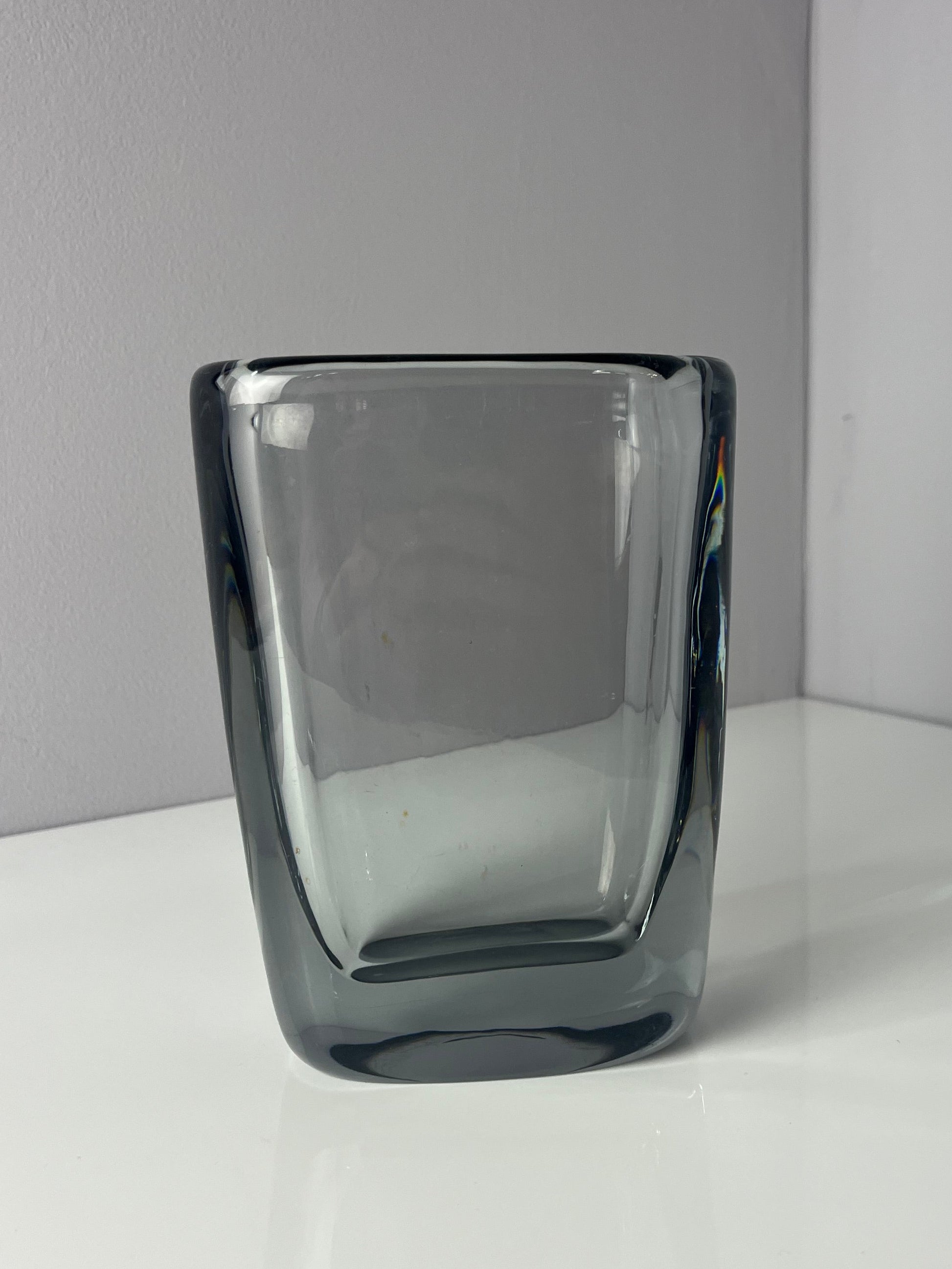 Vase blaugrau Glas von Nils Landberg für Orrefors