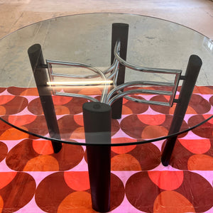 Runder Esstisch Glas & Chrom aus Italien