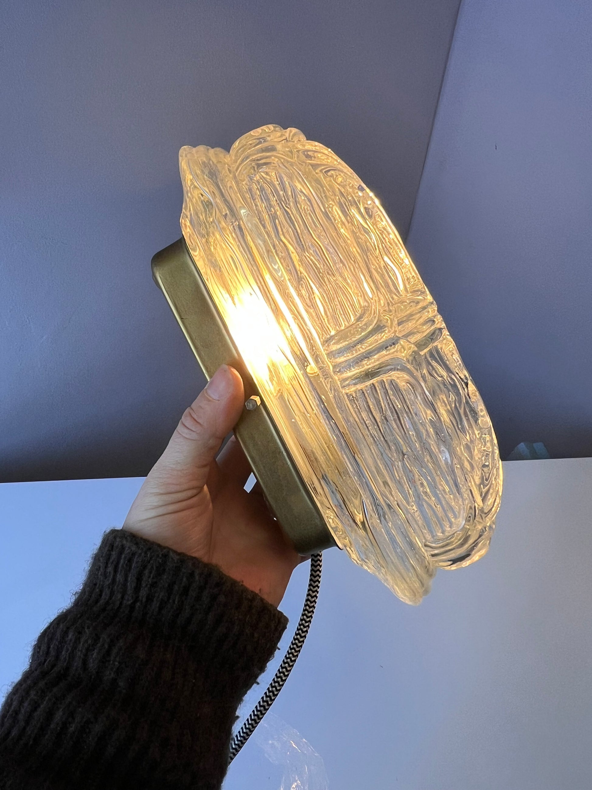 Wandlampe Strukturglas mit Kabel