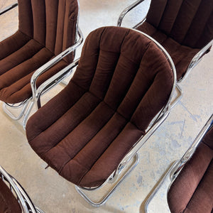 Freischwinger Chrom mit braunem Sitzkissen von Gastone Rinaldi für Rima