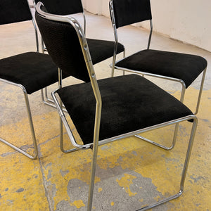 Set: 4x TACKE Polsterstuhl schwarz Chrom