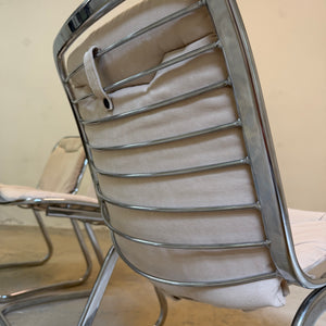 Set: 4x Freischwinger Chrom mit Sitzpolster creme von Gastone Rinaldi für Rima