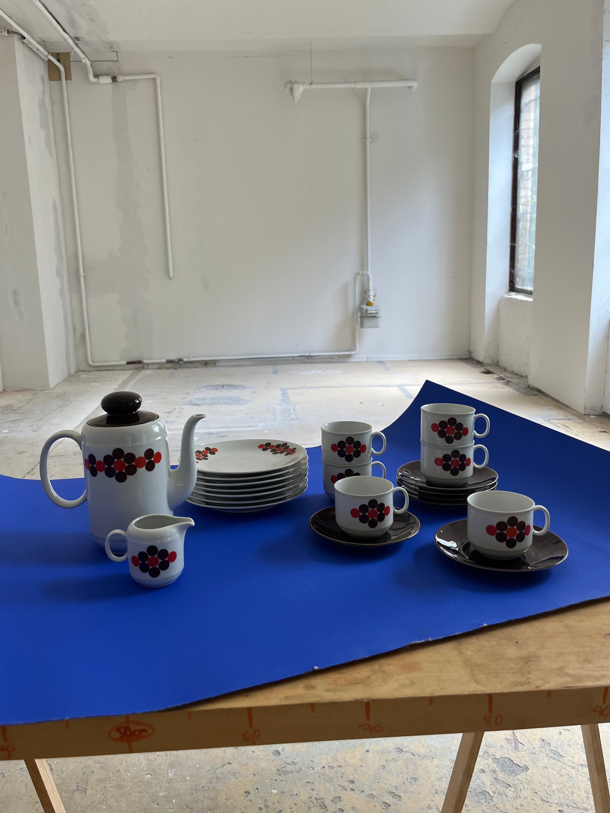 Kaffeeservice weiß braun rot von Seltmann Weiden