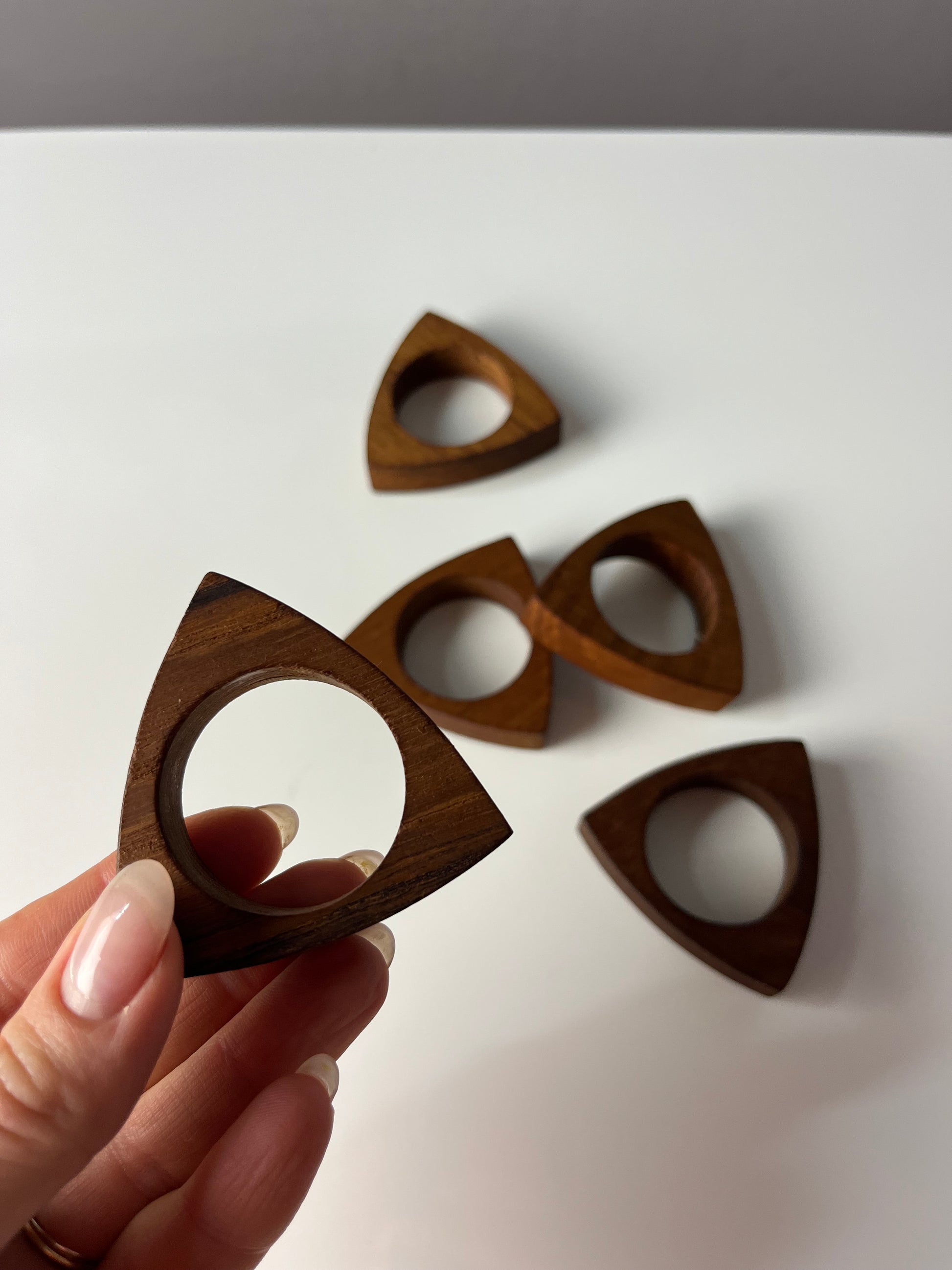 Set: 5x Serviettenring Teak aus Dänemark