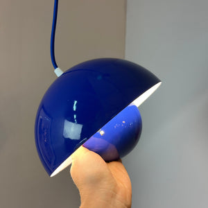 Hängelampe Flowerpot blau Emaille von Verner Panton für Louis Poulsen