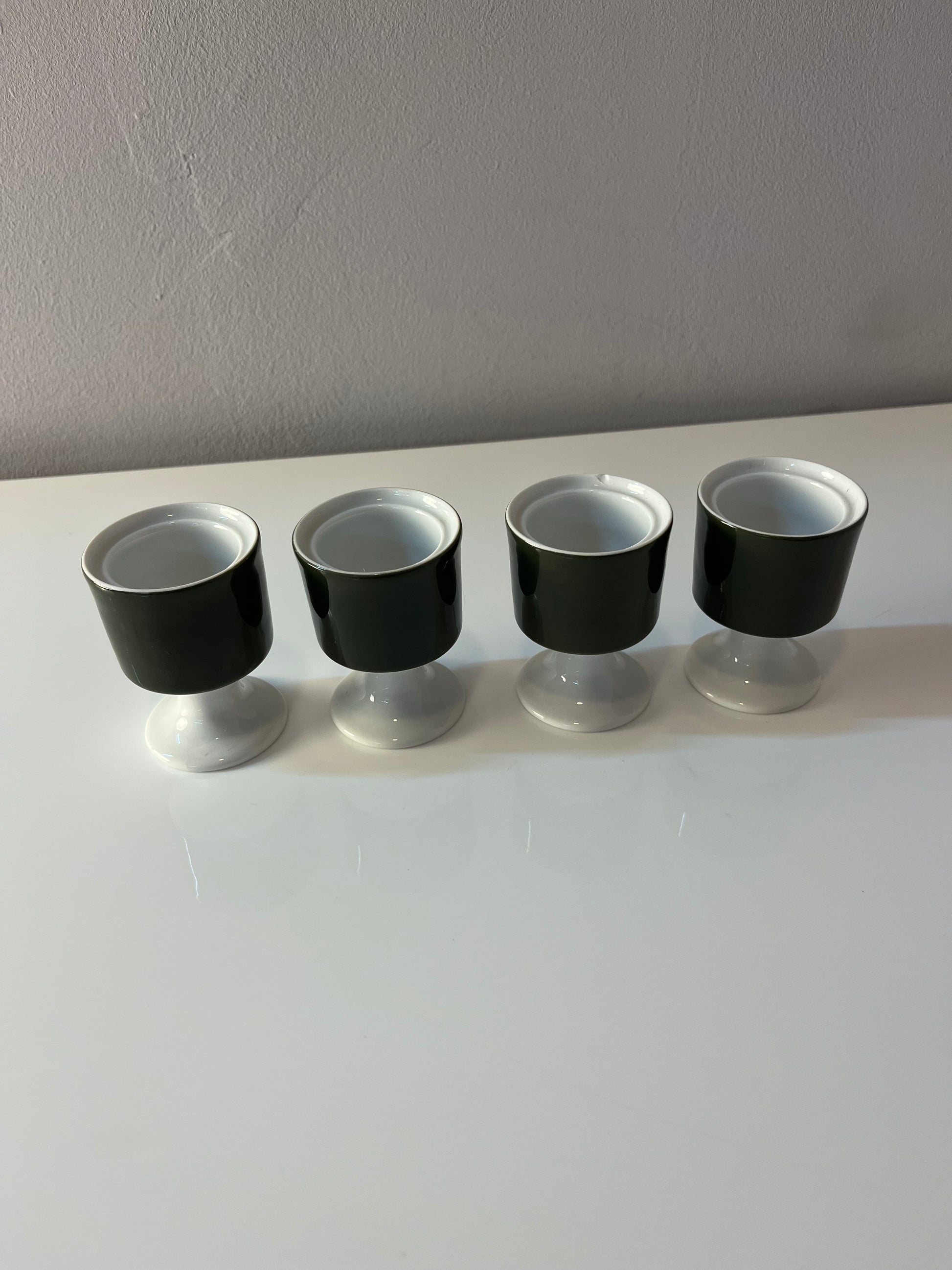 Set: 4x Eierbecher Modulation Secunda grün von Tapio Wirkkala für Rosenthal