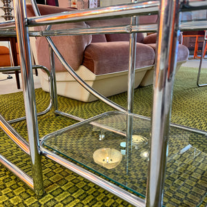 Rundes Regal / Raumteiler Chrom & Glas - Designklassiker