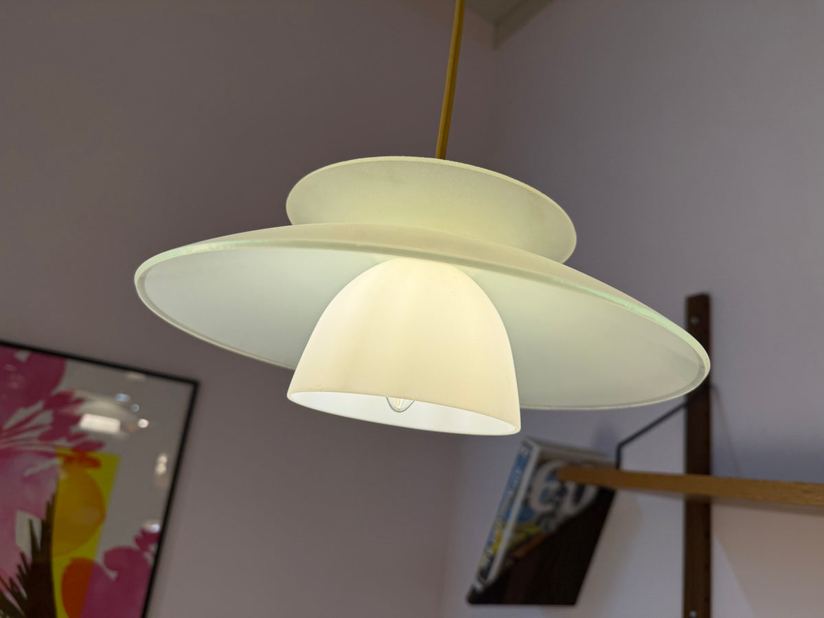 Lamellenlampe Milchglas aus Dänemark