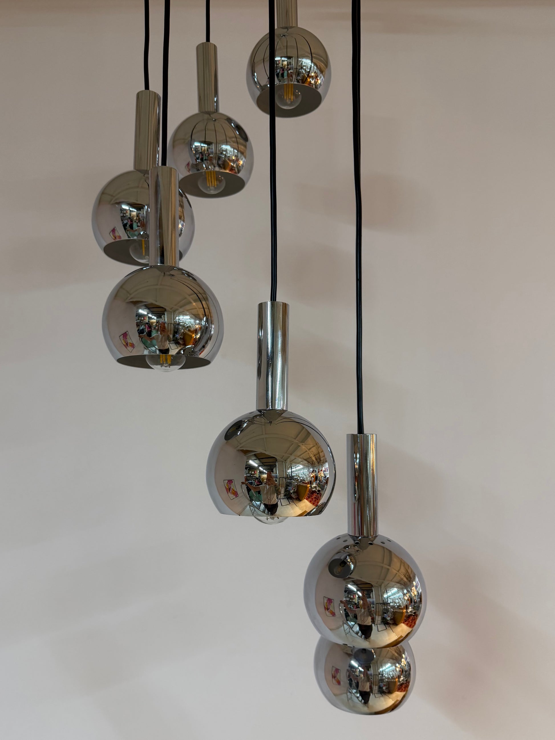 Kaskadenlampe 7-flammig Chrom von Richard Essig