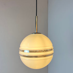 Große Kugellampe weiß silber Glas