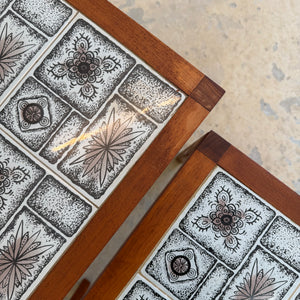 Set: 3 Satztische Teak & Fliesen aus Dänemark