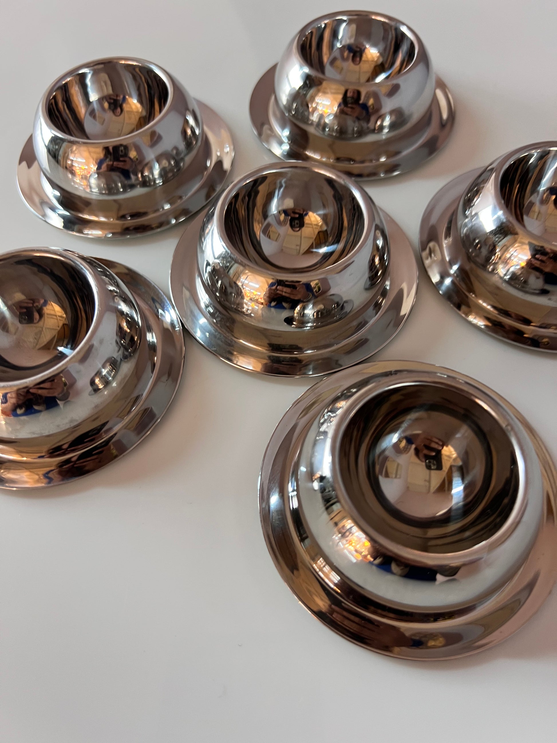 Set: 6x Eierbecher Edelstahl verchromt aus Dänemark