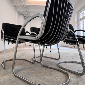 Freischwinger grau Cord Chrom von Gastone Rinaldi