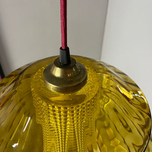 Hängelampe mit Glas Doppelschirm von Carl Fagerlund für Orrefors