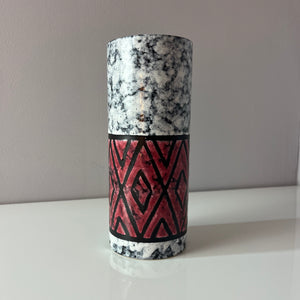 Vase 896/0 rot weiß von Strehla Keramik