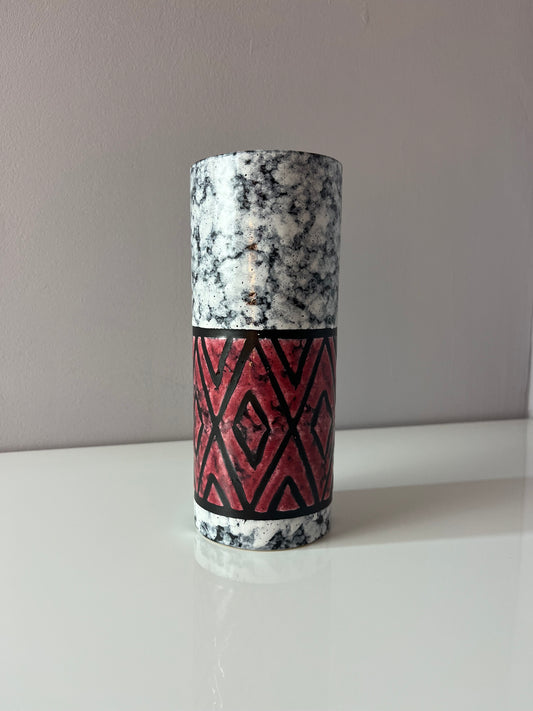Vase 896/0 rot weiß von Strehla Keramik