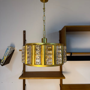 Hängelampe Messing Glas von Carl Fagerlund für Orrefors
