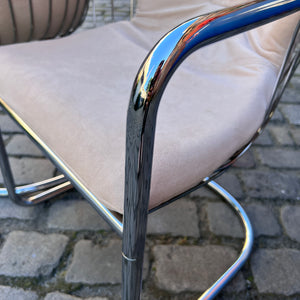 Set: 2x Freischwinger creme Chrom von Gastone Rinaldi - neu gepolstert