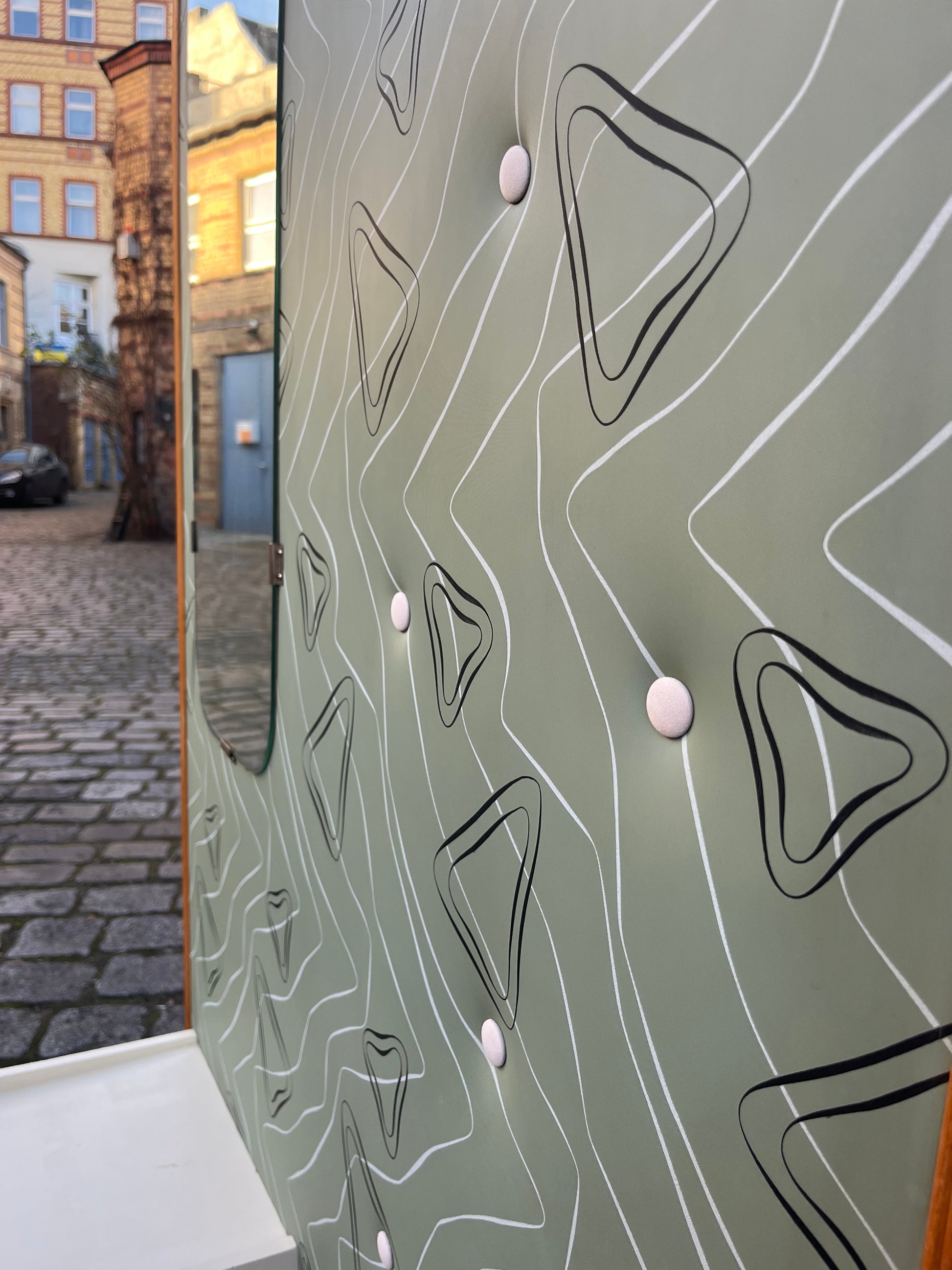 Wandgarderobe mintgrün mit Spiegel, Schrank & Schirmständer