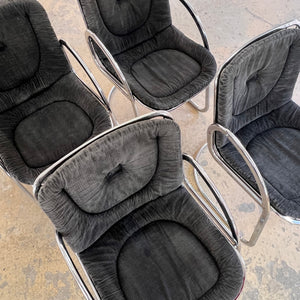 Freischwinger grau Cord Chrom von Gastone Rinaldi