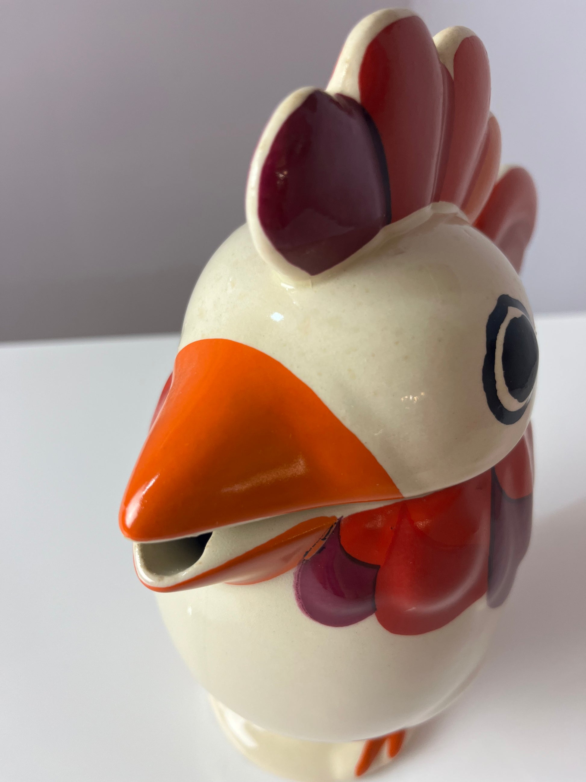 Kanne Hahn orange rot Keramik