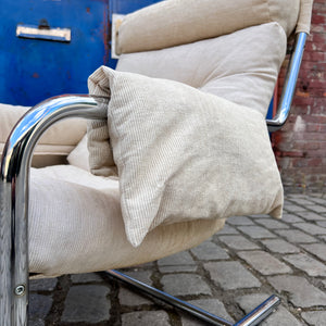 Sessel beige Kord Chromgestell