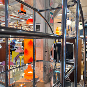 Rundes Regal / Raumteiler Chrom & Glas - Designklassiker